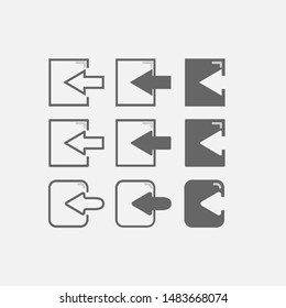 An exit vector icon. simple icon with gray color.