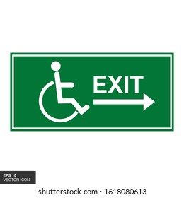 Exit vector icon and wheelchair symbol deactivated. Vector illustration