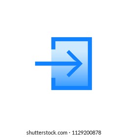 Exit vector pictogram. Blue line icon with gradient fill of set Simple Line Filled
