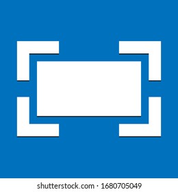 Exit white full size, full screen button icon, vector symbol on blue background. focus icon full screen symbol logo template