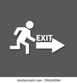 exit - white vector icon  with shadow