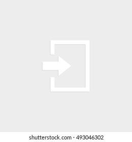 exit - white vector  icon with shadow