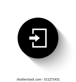 exit - white vector  icon with shadow