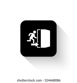 exit - white vector  icon with shadow