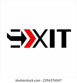 " Exit " word design with Exit arrow on letter E, Exit Typography, Exit Text Graphic Icon.
