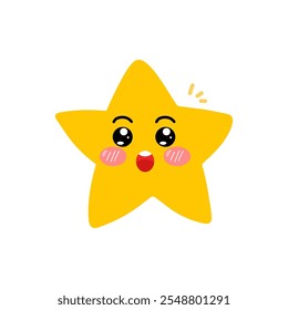 exited, happy, smile face expression yellow star