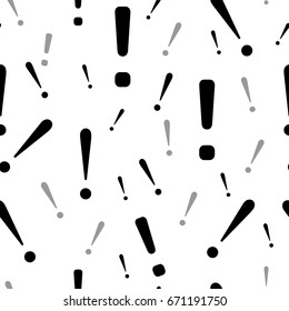 Exlamation mark seamless pattern, isolated on white background. Vector illustration, easy to edit.
