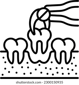 Exodontia or Exodontics concept, Surgical extraction of an impacted molar vector icon design, Dentistry symbol,Health Care sign, Dental instrument stock illustration 