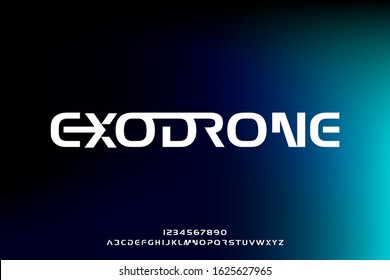 Exodrone, a bold modern sporty typography alphabet font. digital technology vector illustration design