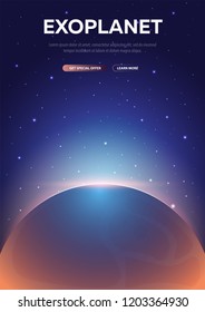 Exoplanet. Astronomical galaxy space background. Vector Illustration