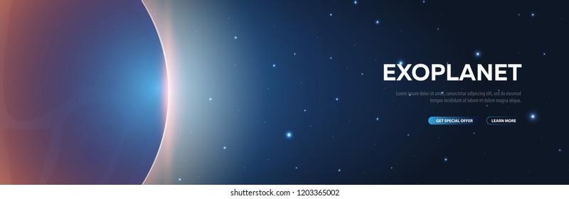 Exoplanet. Astronomical galaxy space background. Vector Illustration