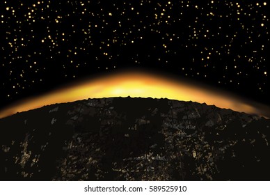 Exoplanets or extrasolar planets. Vector illustration. Universe filled with stars.