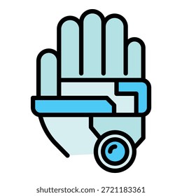 Exoskeleton hand icon outline vector. Robot suit man, Artificial future color flat