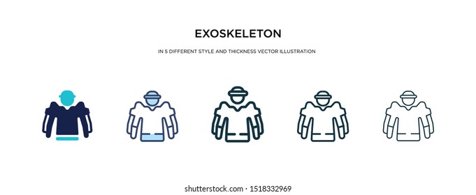 exoskeleton icon in different style and thickness vector illustration. Two colored and black exoskeleton vector icons in filled, outline, line, stroke style can be used for web, mobile, UI