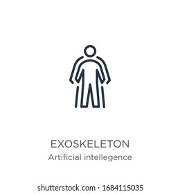 Exoskeleton icon. Thin linear exoskeleton outline icon isolated on white background from artificial intellegence and future technology collection. Line vector sign, symbol for web and mobile