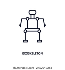 exoskeleton outline icon.  Thin line icon from artificial intellegence and future technology collection. Editable vector isolated on white background