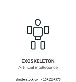 Exoskeleton outline vector icon. Thin line black exoskeleton icon, flat vector simple element illustration from editable artificial intellegence and future technology concept isolated on white 