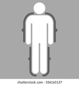 Exoskeleton vector icon. Style is bicolor flat symbol, dark gray and white colors, rounded angles, silver background.