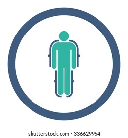 Exoskeleton vector icon. Style is bicolor flat rounded symbol, cobalt and cyan colors, rounded angles, white background.