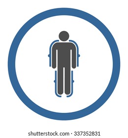 Exoskeleton vector icon. Style is bicolor flat rounded symbol, cobalt and gray colors, rounded angles, white background.
