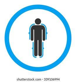 Exoskeleton vector icon. Style is bicolor flat rounded symbol, blue and gray colors, rounded angles, white background.