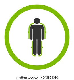 Exoskeleton vector icon. Style is bicolor flat rounded symbol, eco green and gray colors, rounded angles, white background.