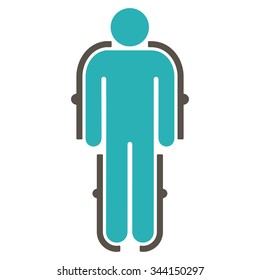 Exoskeleton vector icon. Style is bicolor flat symbol, grey and cyan colors, rounded angles, white background.