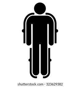 Exoskeleton vector icon. Style is flat symbol, black color, rounded angles, white background.