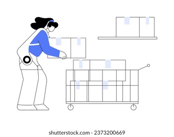 Exoskeletons abstract concept vector illustration. Woman with exoskeleton lifting heavy goods, helping people with disabilities with bionics and prosthetic augmentation abstract metaphor.