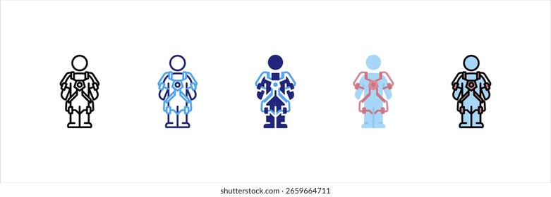 Conjunto de Ícones de Estilos Múltiplos de Exoesqueletos