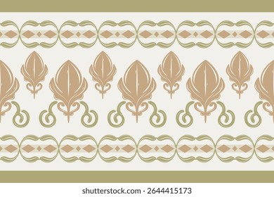 Exotic Abstract Baroque Style with Pink Gold Green Olive on Beige Background Delicate Border Pattern. Royal Ornament Diamond Geometric Combine For Luxury Classy Style Striped Interior Embroidery Lace
