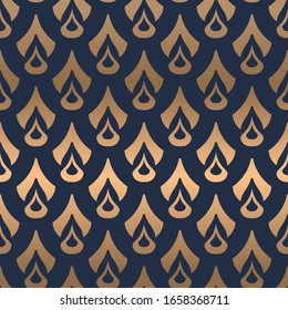 Exotic Abstract geometric pattern. A seamless vector background. gold and blue ornament. Graphic modern pattern. Simple lattice graphic design.
