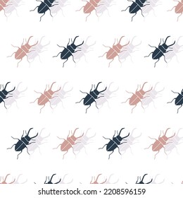 Exotic Abstract Stag Beetles Insect Vector Graphic Art Seamless Pattern can be use for background and apparel design