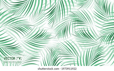 Exotic abstract vector green jungle pattern on the white background. Trendy art beach print wallpaper