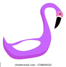 Exotic animal flamingo vector, isolated bird with purple feathers and big beak looking aside flat style. Decoration for party, inflatable balloon photozone, accessory of tropical fauna with plumage