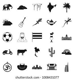 Exotic animal icons set. Simple set of 25 exotic animal vector icons for web isolated on white background