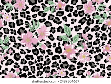 exotic animal leopard safari wild Realistic seamless rpeating pattern motif african animal-skin black-and-white dot ethnic fabric nature paisley	ditsy flower 