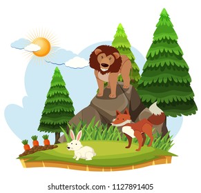 Exotic Animals in Nature illustration