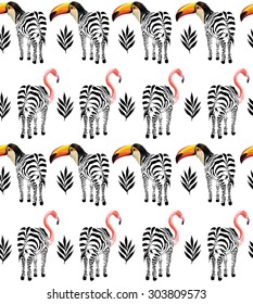 exotic animals trendy tropical pattern