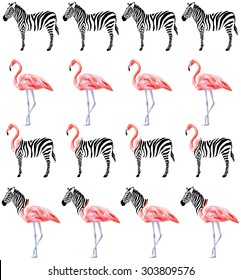 exotic animals trendy tropical pattern