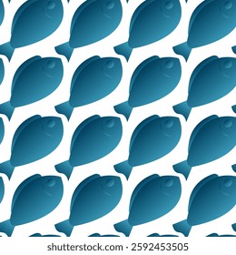 Exotic aquarium or sea fish. Flat style. Vector illustration. Seamless pattern.