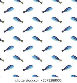 Exotic aquarium or sea fish. Flat style. Vector illustration. Seamless pattern.