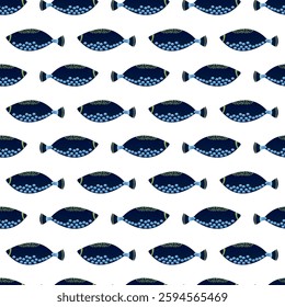 Exotic aquarium or sea fish. Flat style. Vector illustration. Seamless pattern.