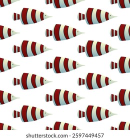 Exotic aquarium or sea fish. Flat style. Vector illustration. Seamless pattern.