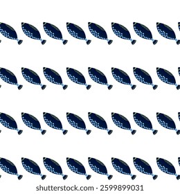 Exotic aquarium or sea fish. Flat style. Vector illustration. Seamless pattern.
