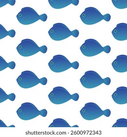 Exotic aquarium or sea fish. Flat style. Vector illustration. Seamless pattern.