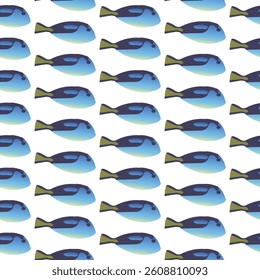 Exotic aquarium or sea fish. Flat style.Seamless pattern.