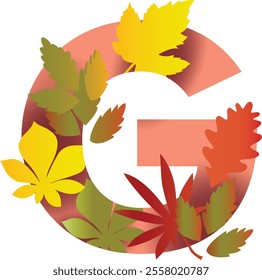 Exotic Autumn Leaves in The Shape of Alphabets, 3d vector letter in the paper art style. It is designed with tropical leaves and flowers.