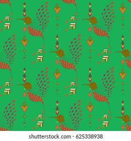Exotic aztec birds seamless pattern. Geometric abstract tribal style. Vector illustration.