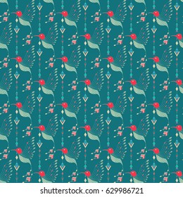 Exotic aztec birds seamless pattern. Geometric abstract tribal style. Vector illustration.